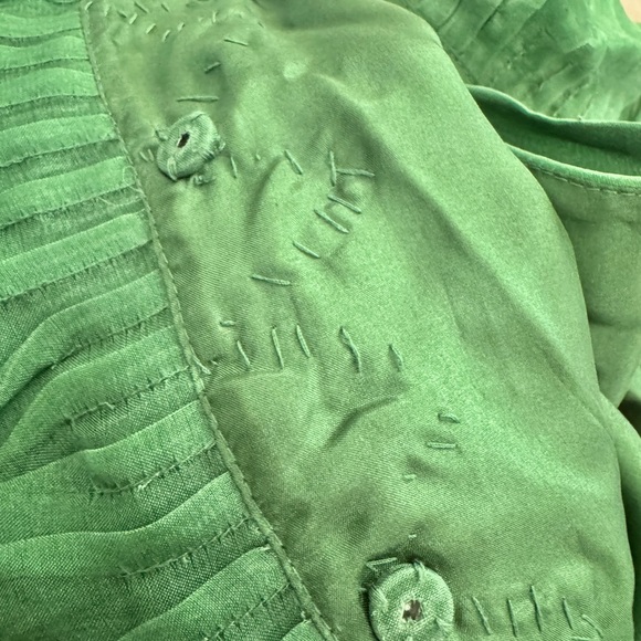 Robert Rodriguez Forest Green Ruffle Halter Silk Blouse - Picture 6 of 6